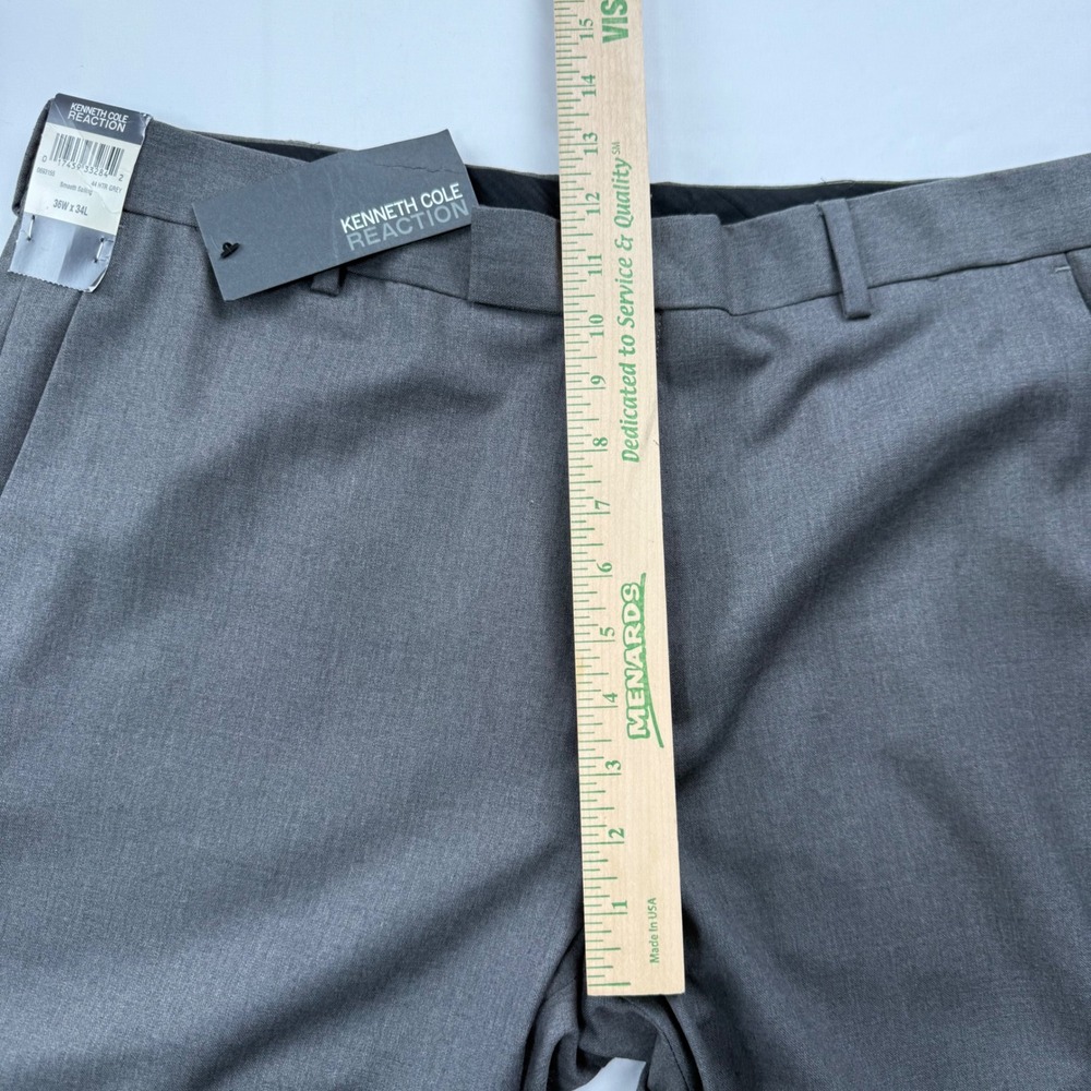 Kenneth Cole Reaction NWT‎ Mens Heather Grey Dress Pants 36x34 Smooth Sailing - Picture 4 of 7